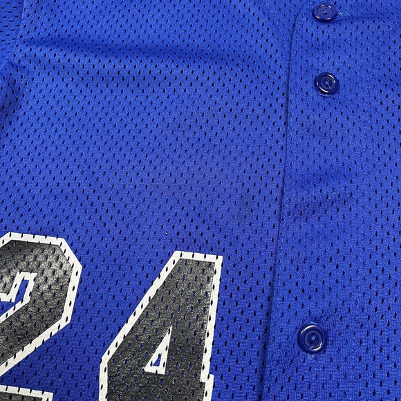 Storm‎ Bowling Uniform Baseball Button Up Jersey Blue Majestic #24 Size S - Picture 5 of 8